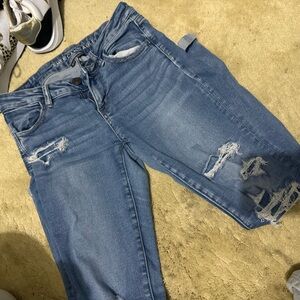American Eagle Outfitters Light Blue Distressed Cropped Jeans